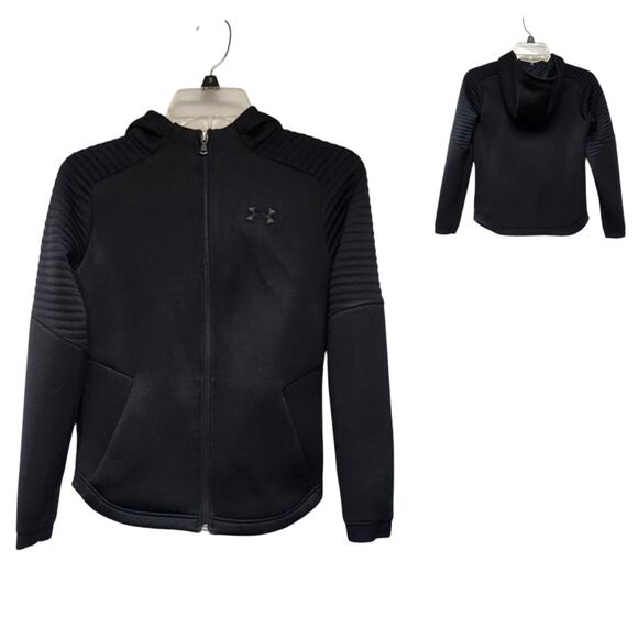 Under Armour Boys Full Zip Long Sleeve Hoodie Jacket Youth Medium Color Black - Picture 1 of 7
